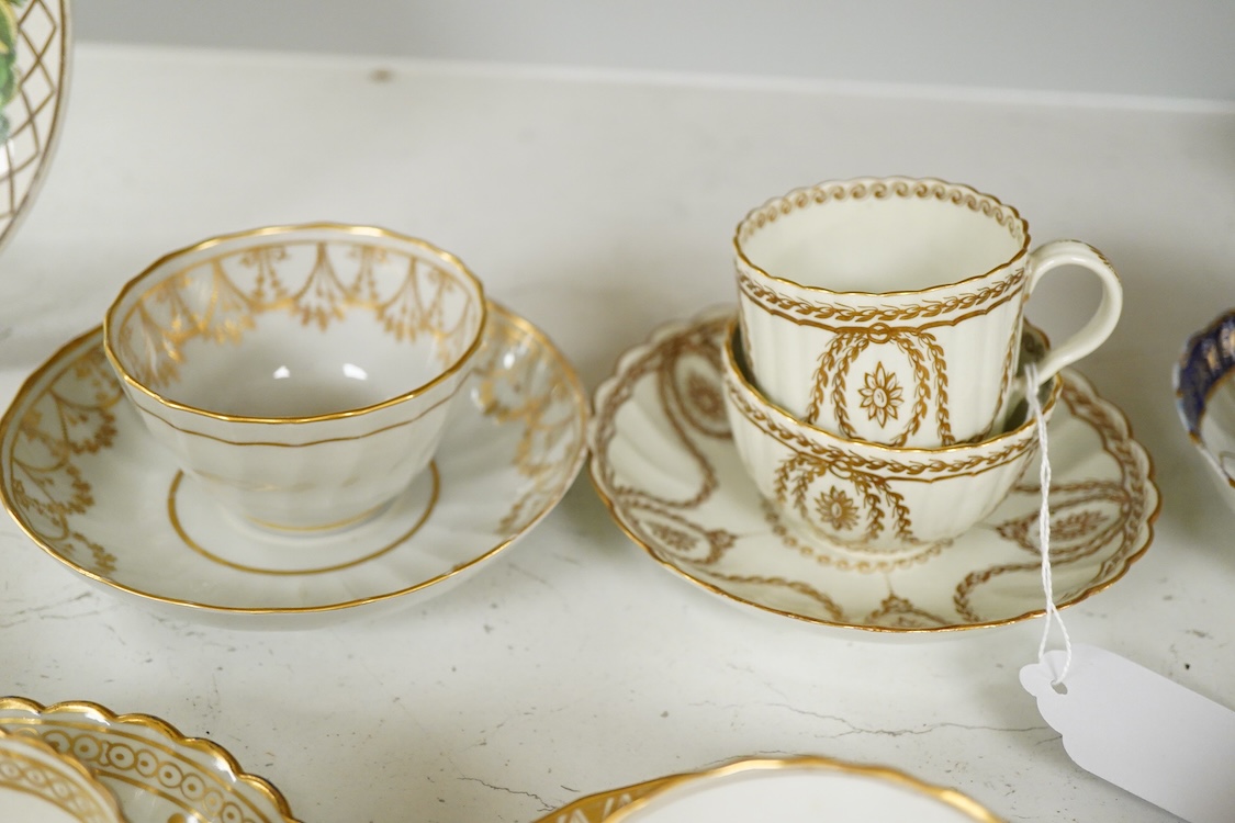A collection of mixed late 18th/early 19th century tea wares and a Spode stone china dish - 23cm wide
